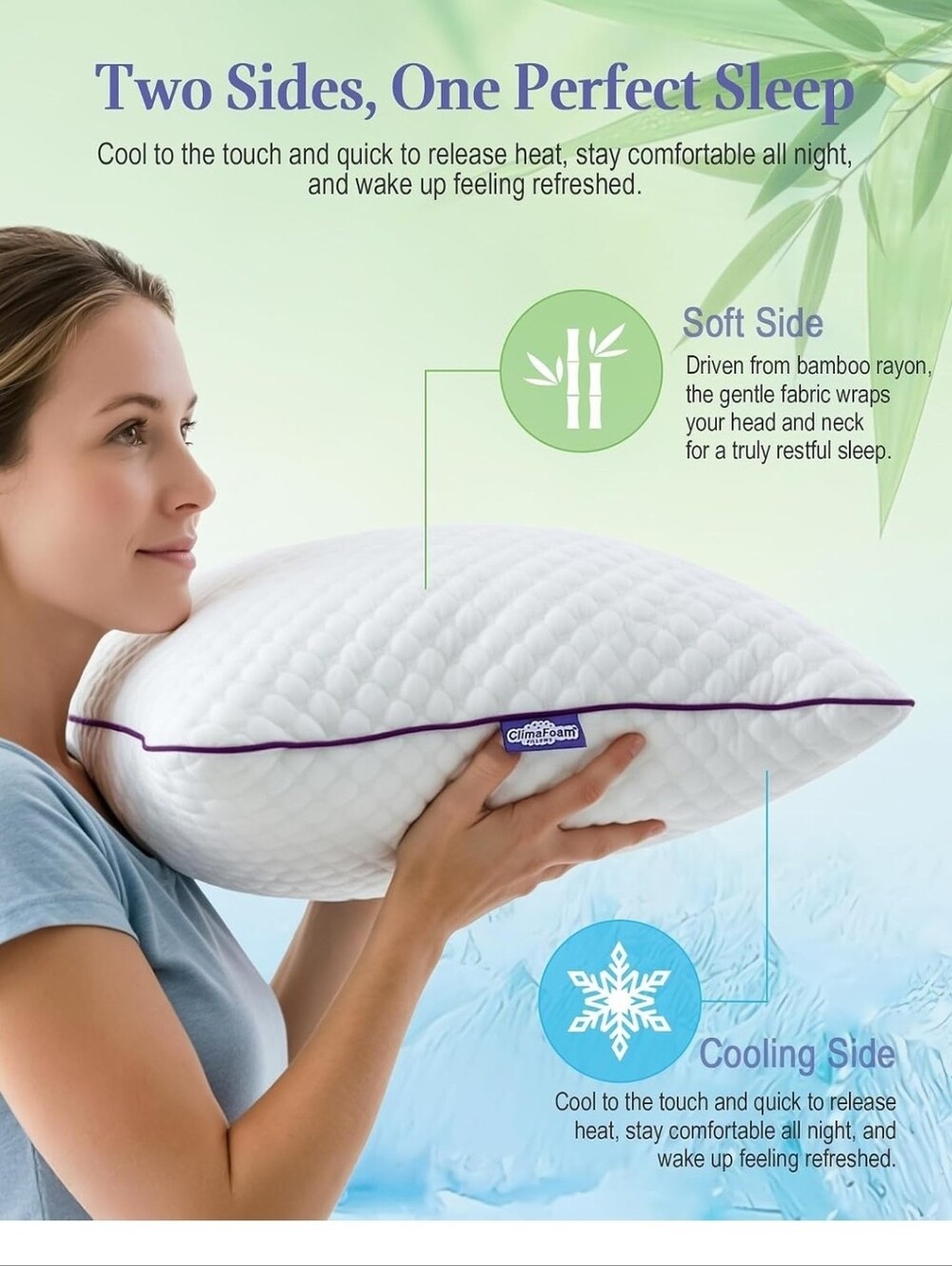 NIB 2 Pack Shredded Memory Foam Pillows Cooling Bamboo Covers Adjustable Loft - Picture 4 of 11